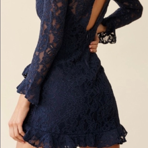Tilly’s ruffle trimmed dress! Navy blue! - Picture 2 of 2